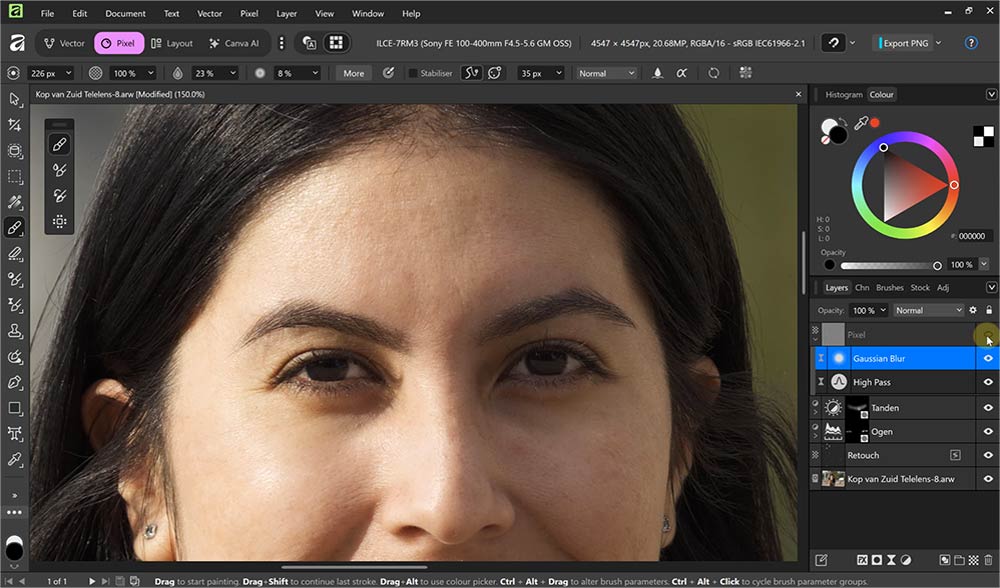 Portretfoto's retoucheren in Affinity van Canva