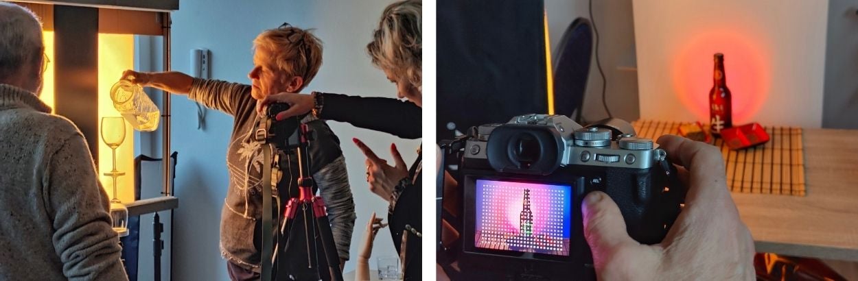 Deelnemers maken productfoto's