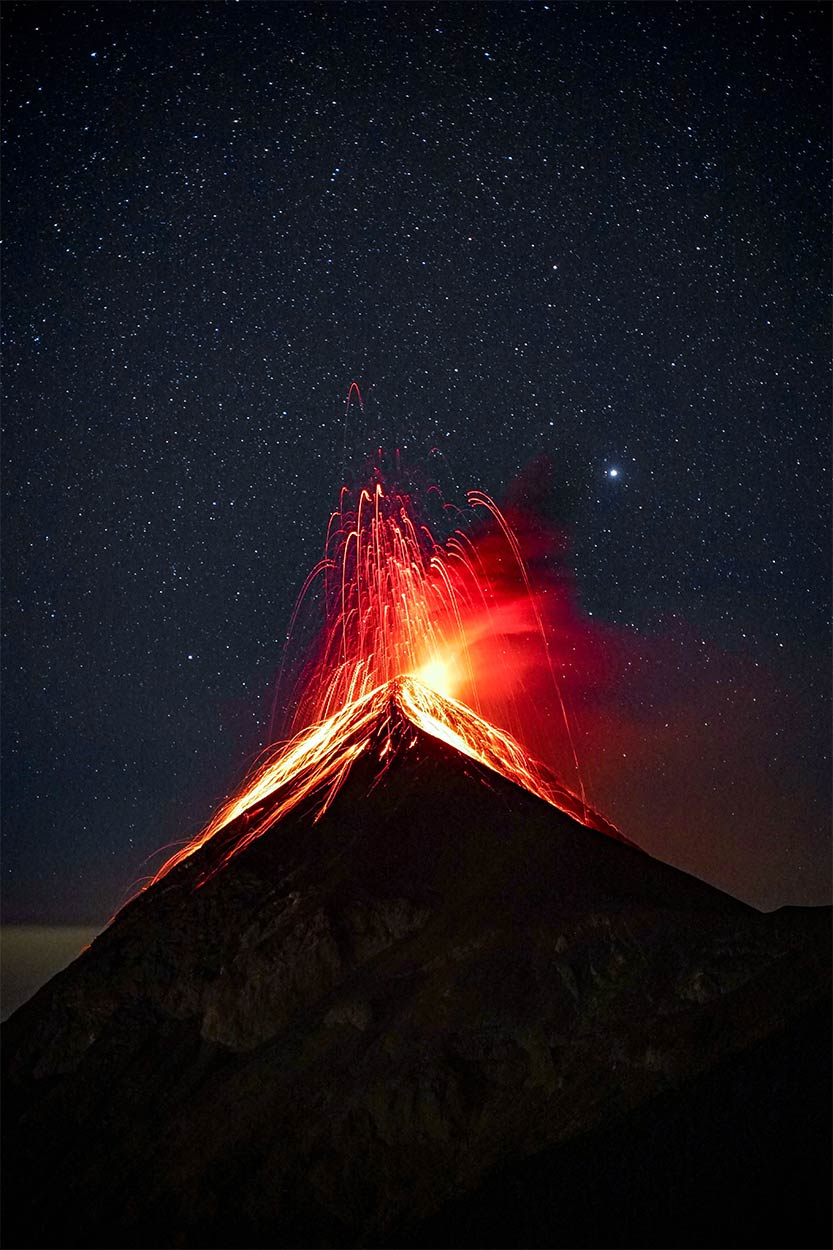 Astrofotografie in Guatemala bij de vulkaan